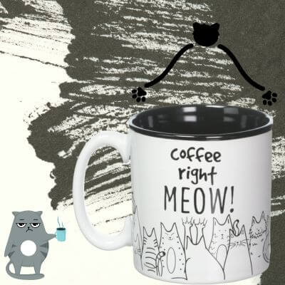 BnB Cat Coffee Mug -Left Side