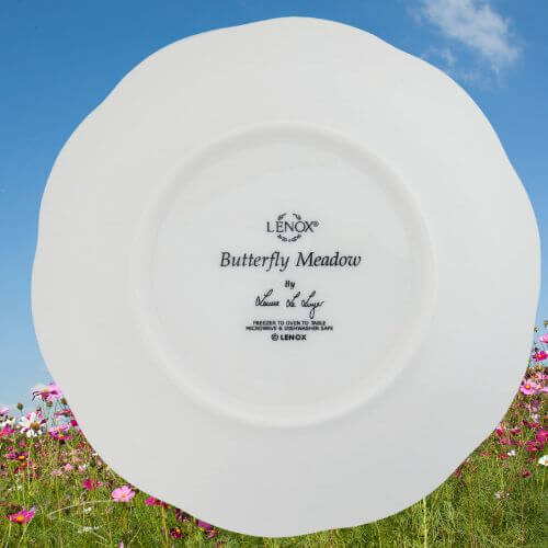 Back of Dessert Bowl with field of flowers as background