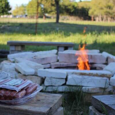 Outdoor firepit made from stone