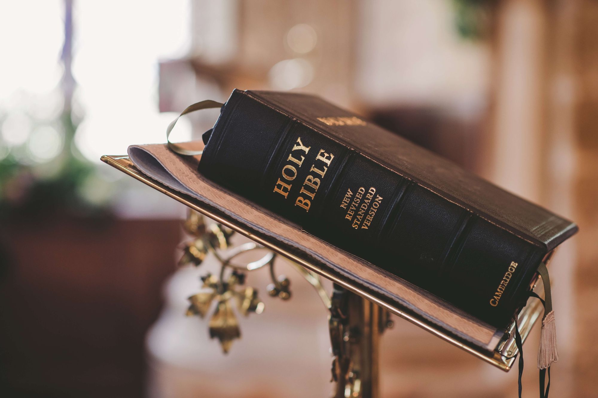 Holy Bible on a lectern