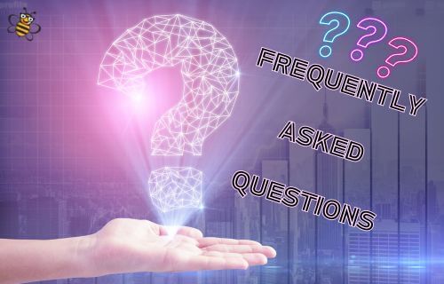 Hand holding a holographic question mark image for FAQ Section