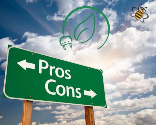 Pros & Cons sign with clouds and a blue sky in background