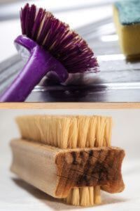Two types of brushes to use; wooden handle and plastic handle