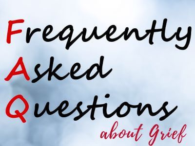 FAQ about Grief on blue background