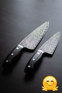 Two Damascus kitchen knives