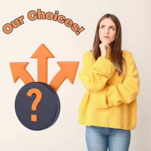 Woman with questioning face needing to make choices.
