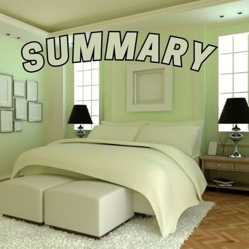 lime green decorated bedroom with summary letters