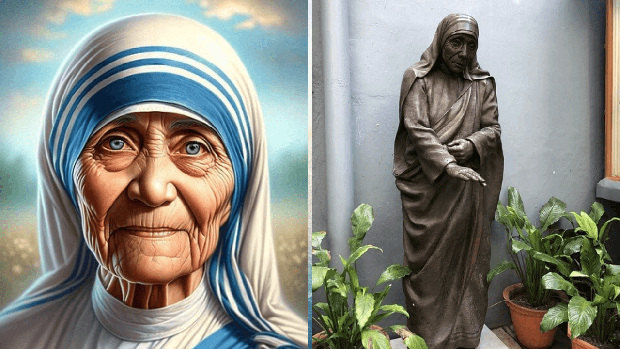 Mother Teresa and statue