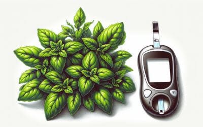 AI illustration of basil leaves impacting blood sugar levels
