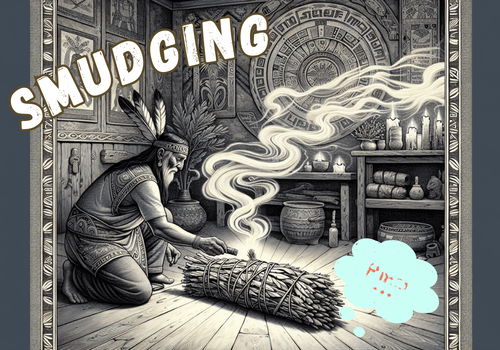 Illustration of ancient traditions with smudging sage